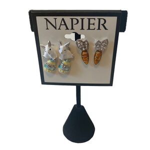 Adorable Set of Easter Themed Post Earrings w/ Pave Crystals.